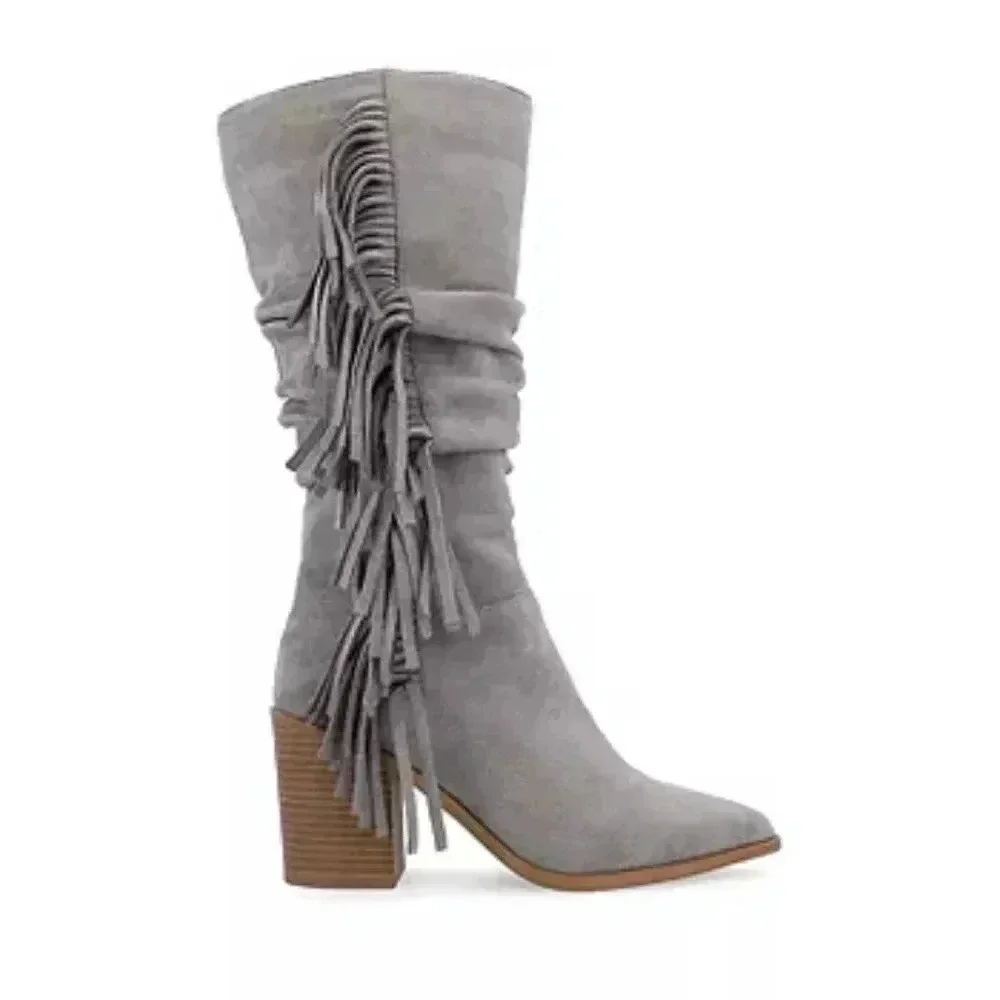 Hartly Women's Stacked Heel Dress Boots from the Journee Collection 7.5
